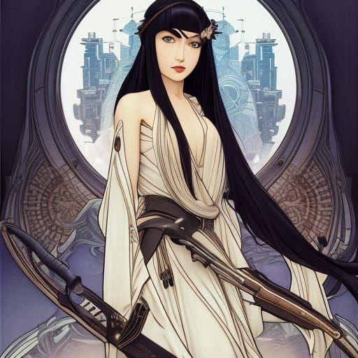 Sci-Fi Warrior Princess in Sepia Tones