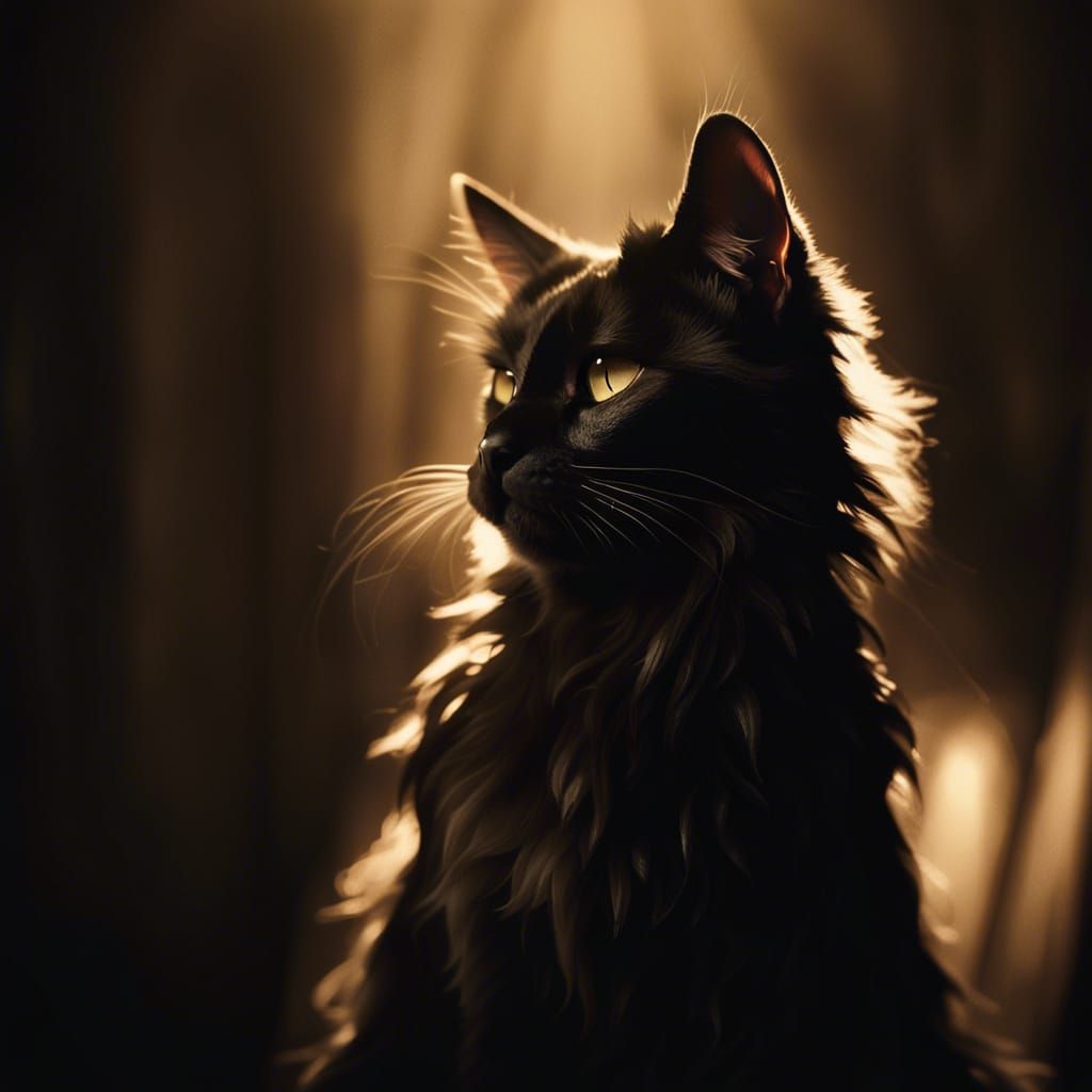 Dramatic Sepia Cat with Bat Wings