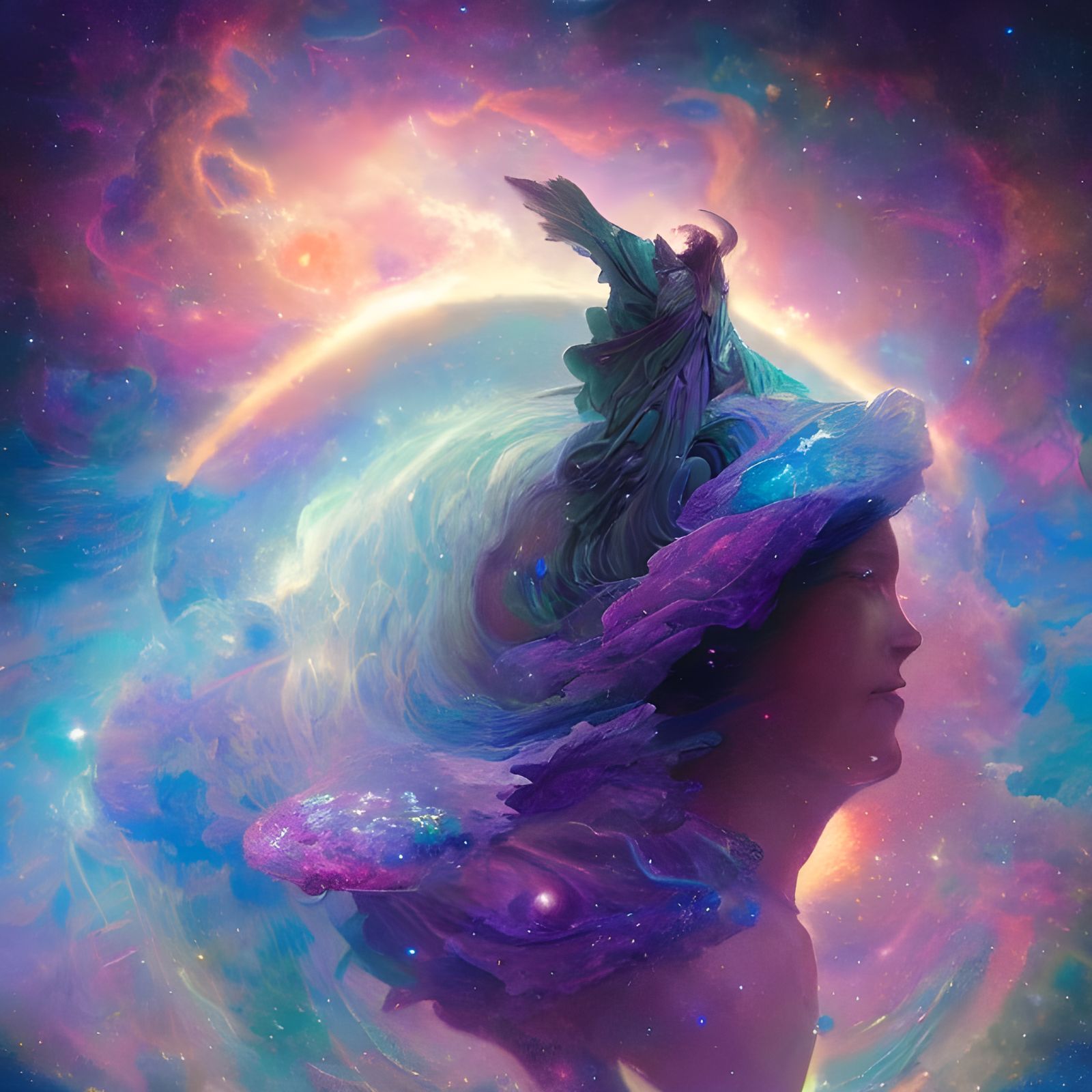 Cosmos Butterfly Nebula: Holographic Astral Illustration