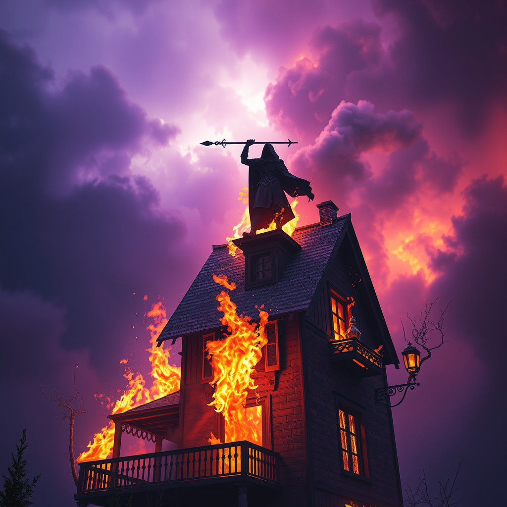 Burning House Dark Fantasy Concept Art