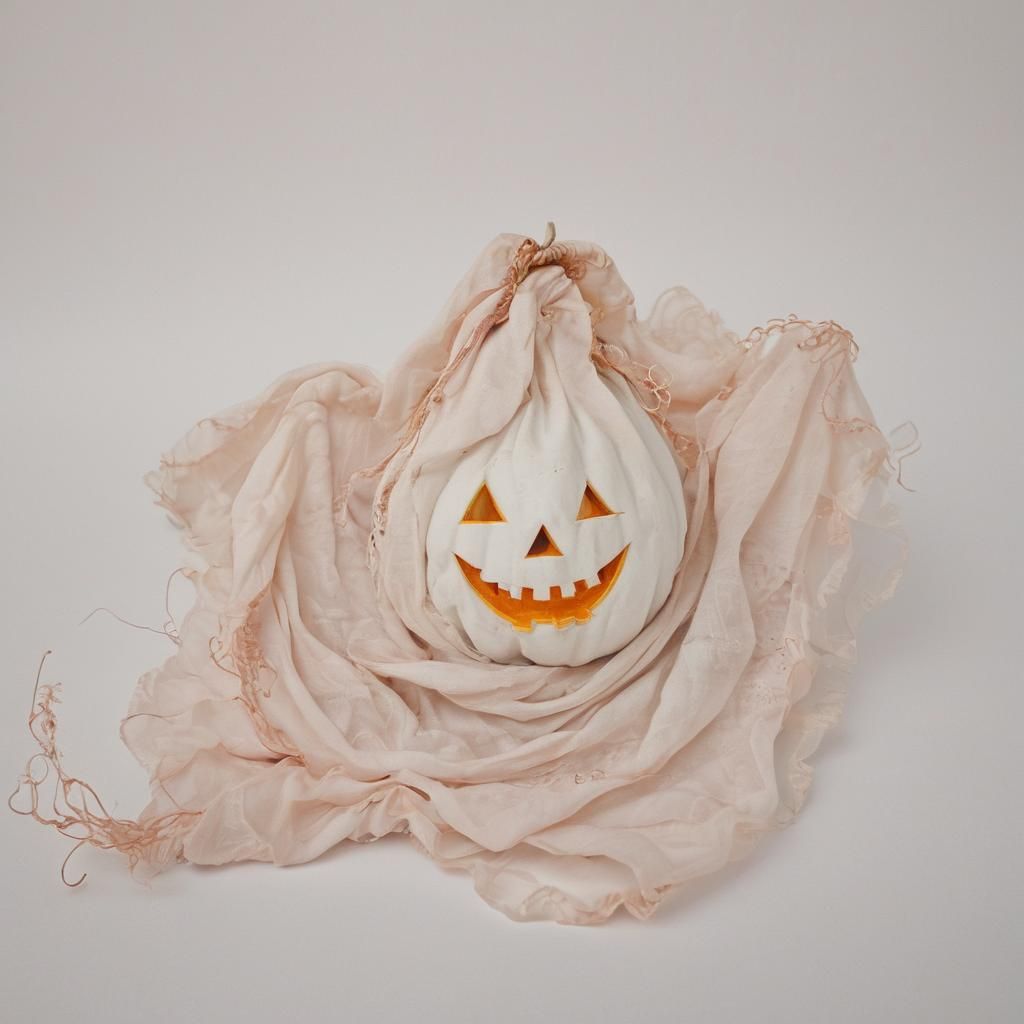 Adorable Halloween Pumpkin Ghost in Digital Art Style