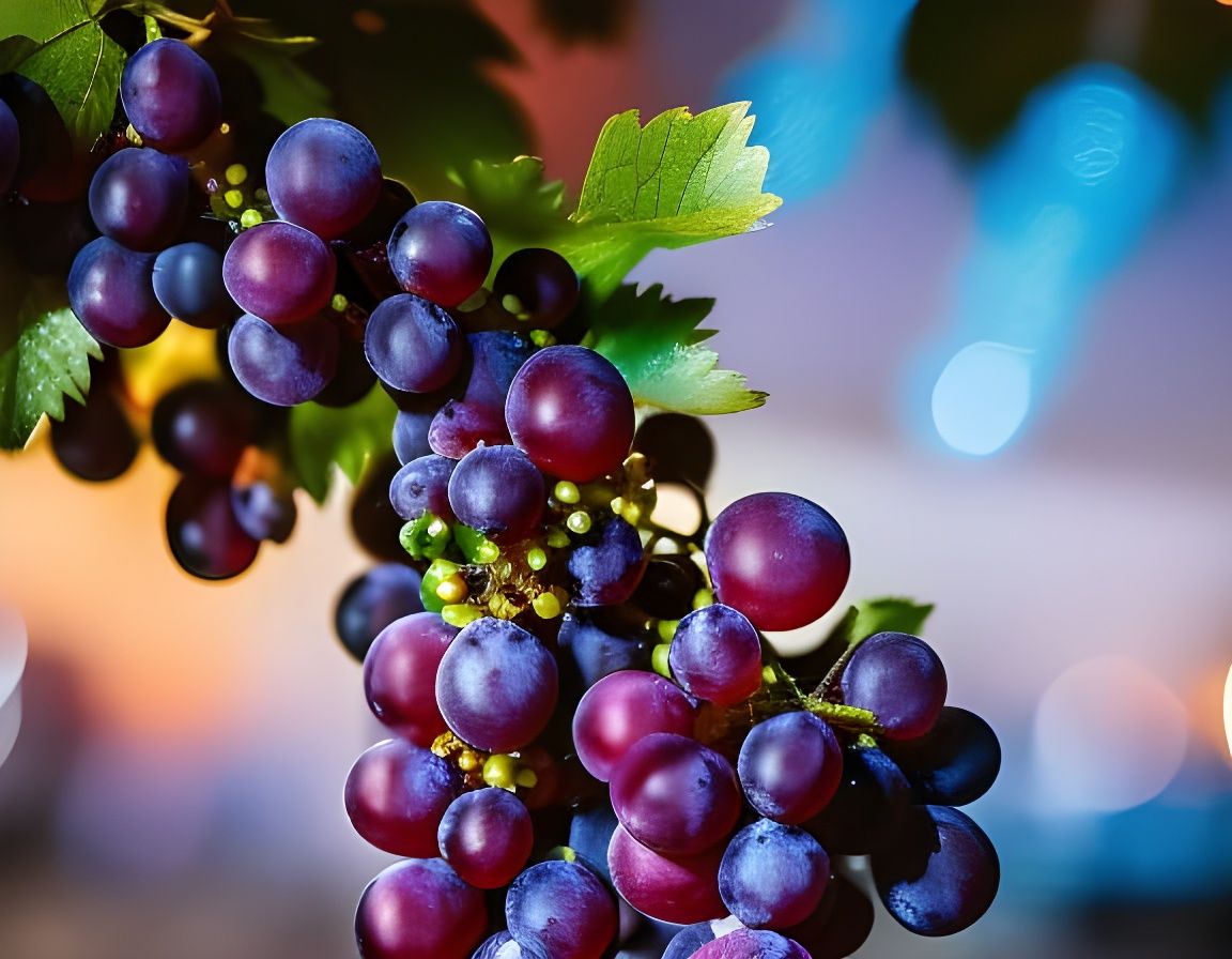 Grapes and Wine with Volumetric Lighting