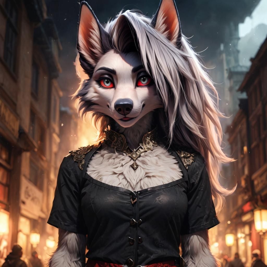 Loona from Helluva Boss Portrait in Anime Style