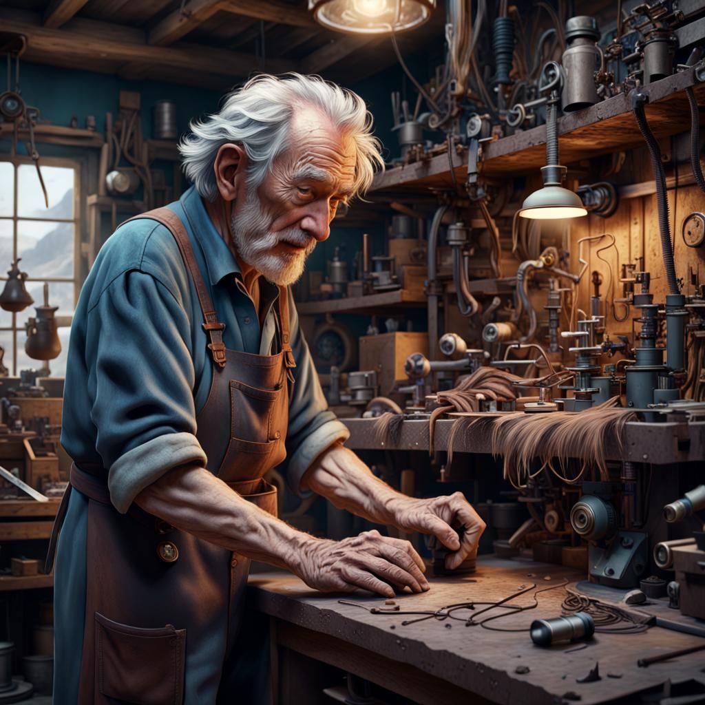Old Man's Invention: Detailed Matte Painting