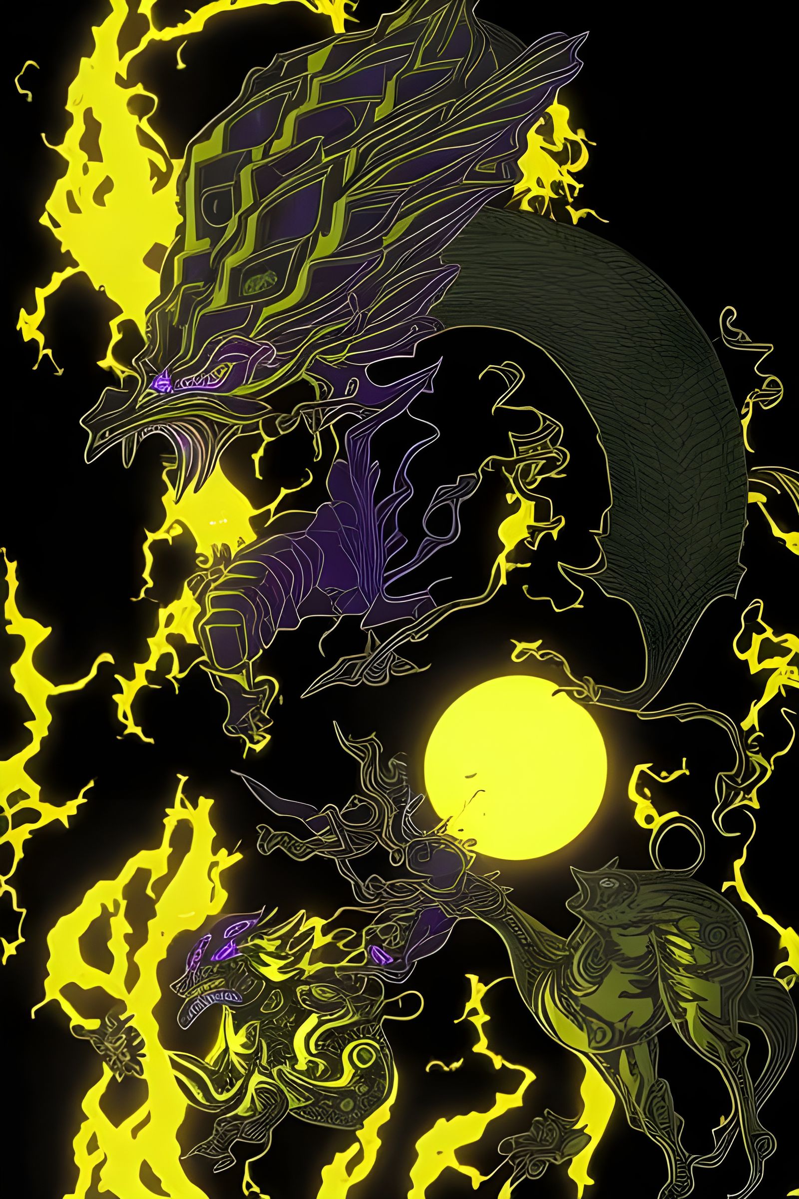 Futuristic Cityscape with Bizarre Creatures at Sunset