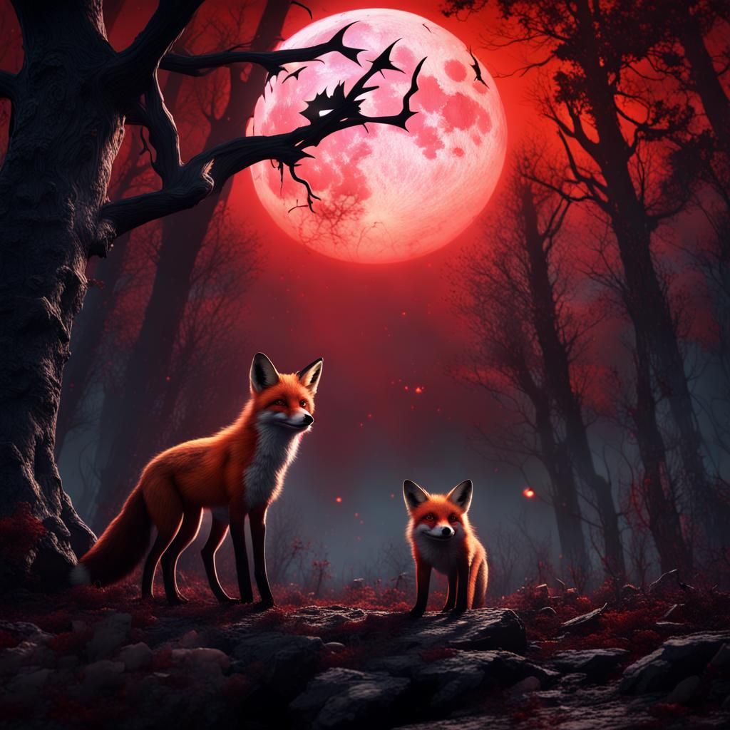 Fox and Puppy Explore Dark Woods