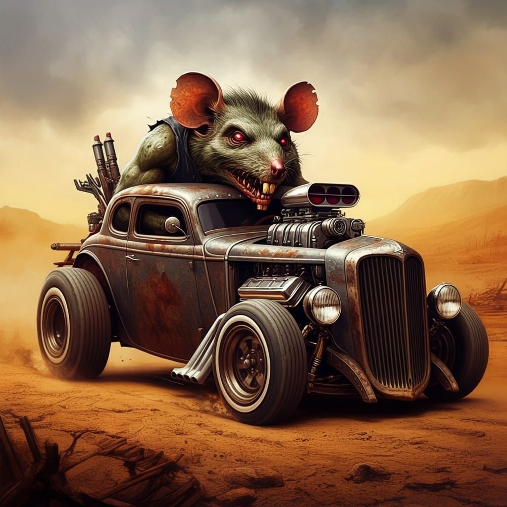 Ratfink Monster in Post-Apocalyptic Hot Rod