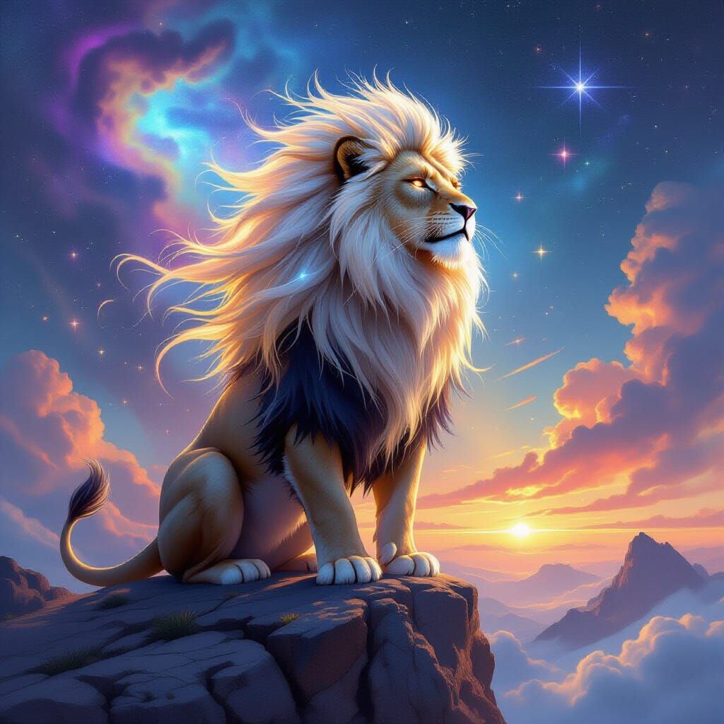 Starlight Dragon Roaring Over Nebula, Hyperrealistic Digital...