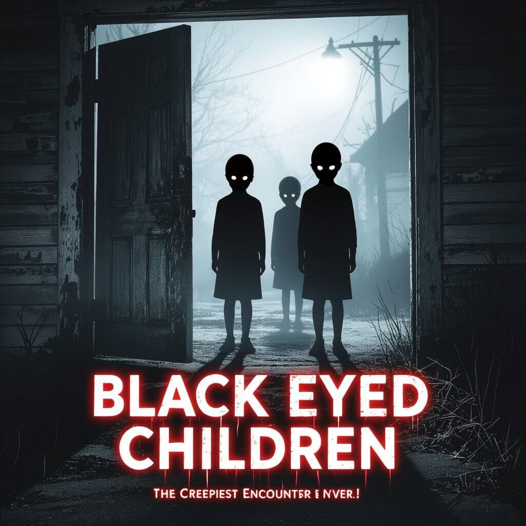Mysterious Black-Eyed Children on a Misty Street