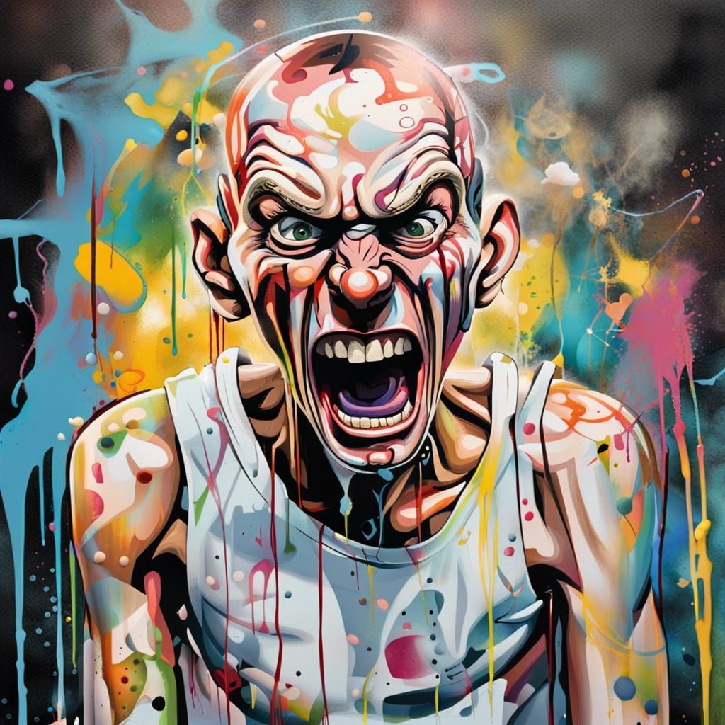 Cartoon Portrait: Man Covered in Goo, Graffiti Art