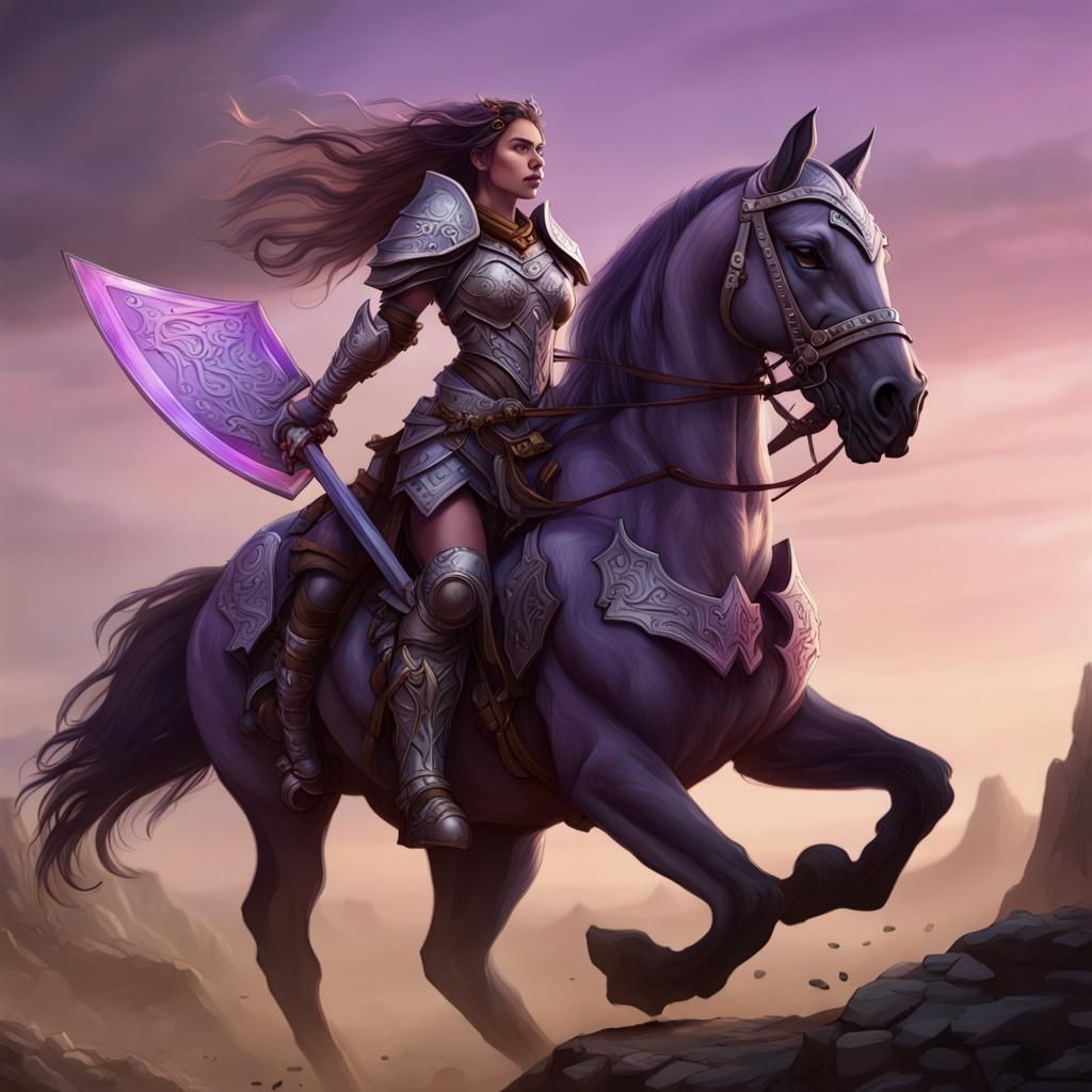 Armored Warrior Princess with Kitten, Dark Fantasy Art