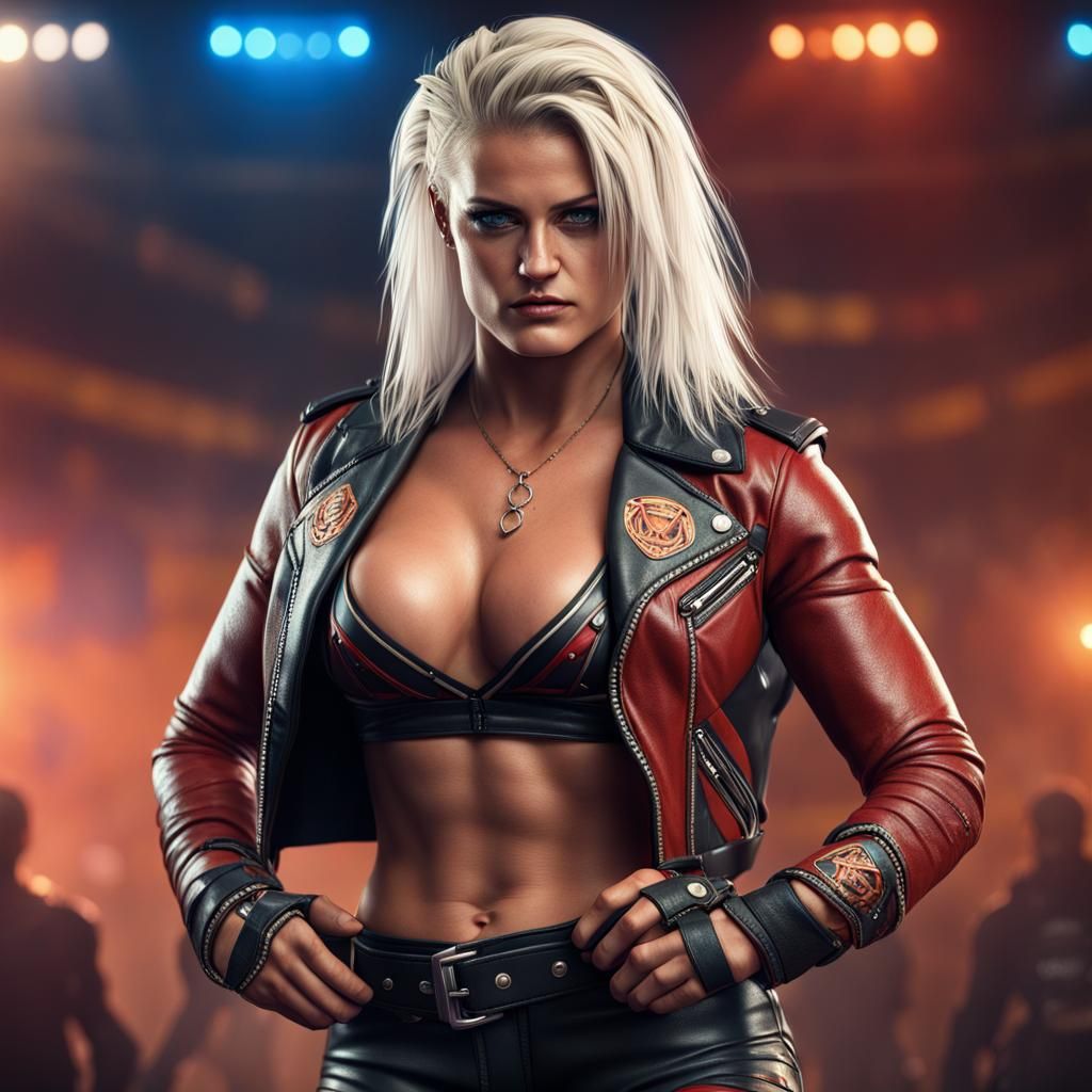 Toni Storm at a Motorcycle Club: Digital Art