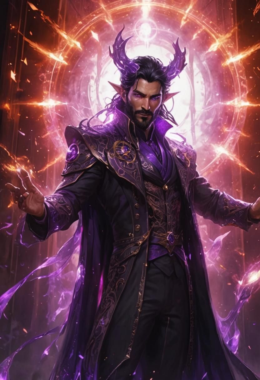 Handsome Arcane Mage with Bioluminescent Eyes