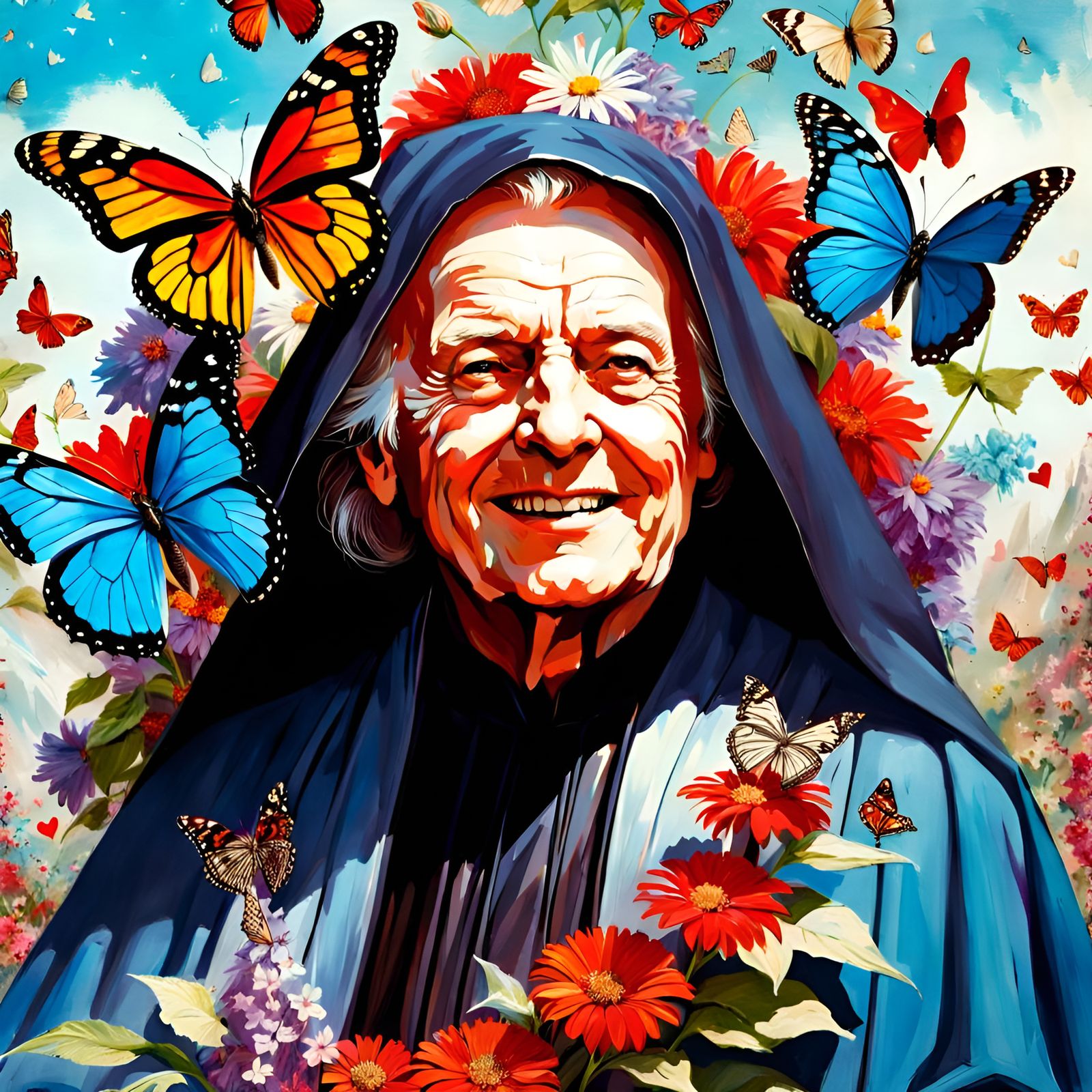 Palpatine Surrounded by Butterflies in Pin-Up Style