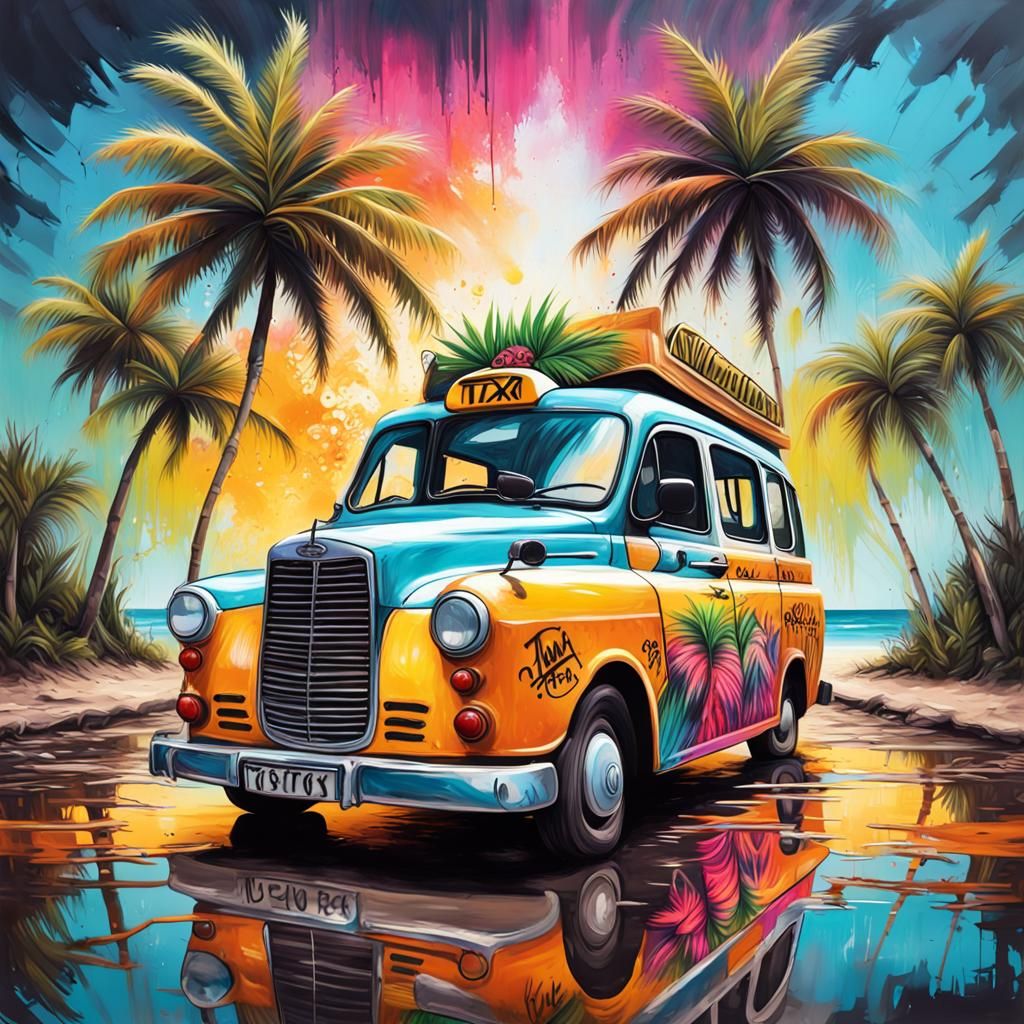 Tropical Beach Food Truck: Graffiti Street Art