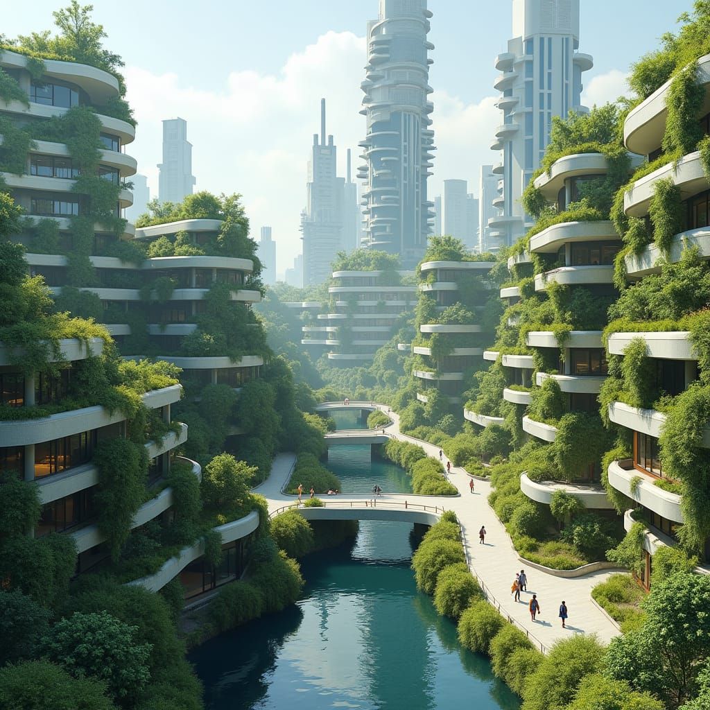 Futuristic Symbiotic City with Green Technology