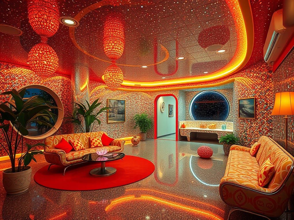 Retrofuture Space Age Home in Sequin Glitter