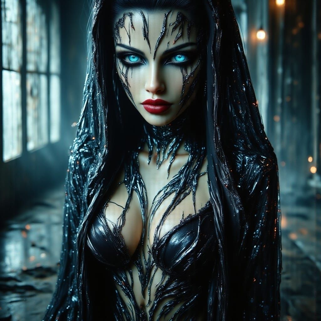 Supermodel Poses at Zombie Party