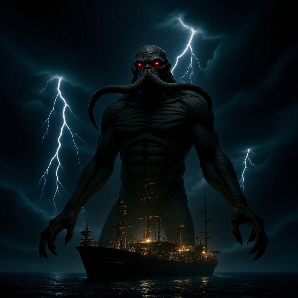 Cthulhu Awakens: Colossal Horror Over Oil Rig