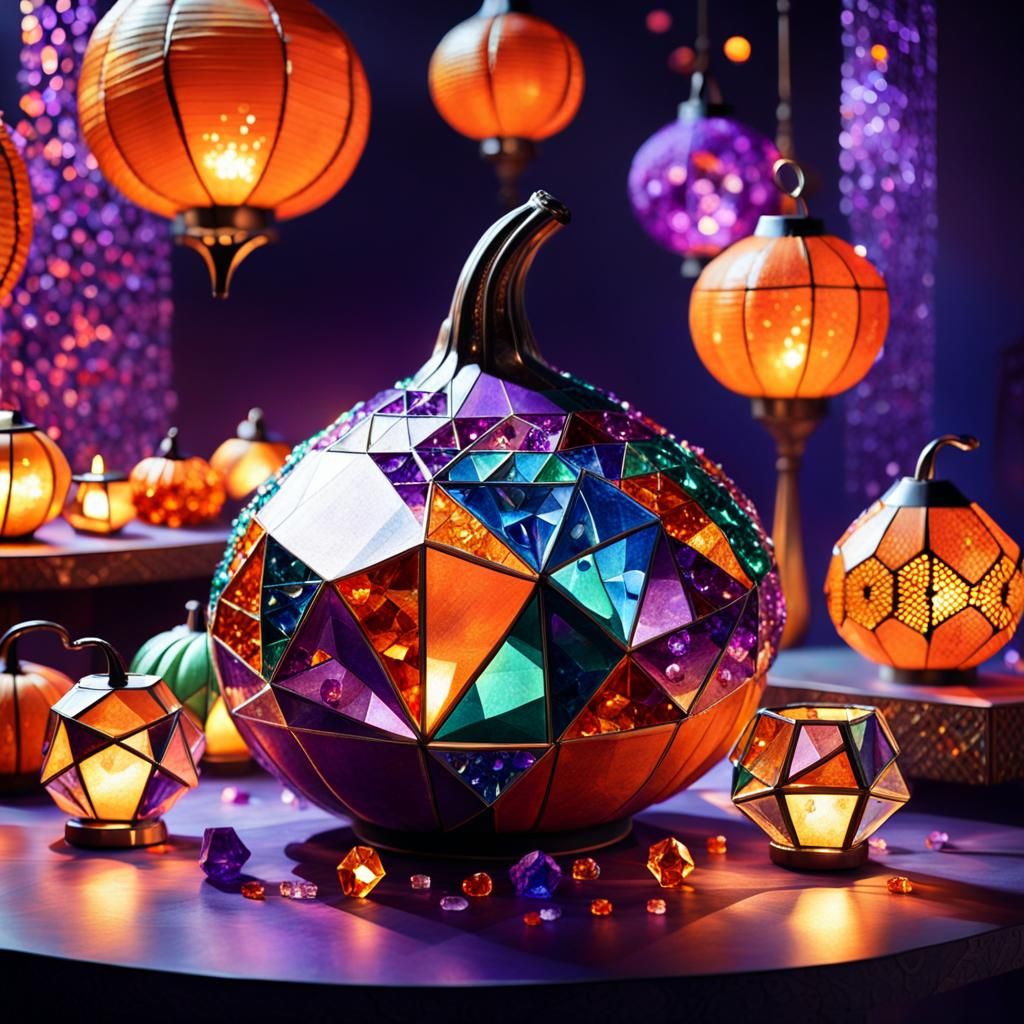 Mystical Crystal Gourd in Abstract Cubism