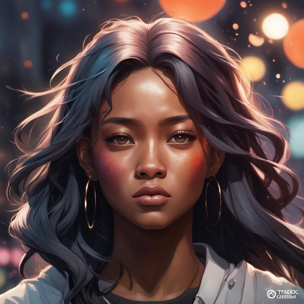 Detailed Portrait of a Teenage Blasian Girl