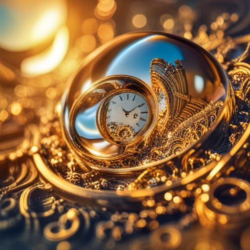 Steampunk Crystal Spheres in Golden Hour Light