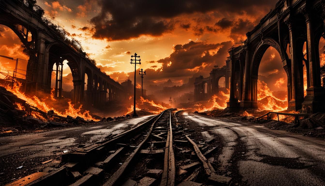 Eerie Abandoned Road Landscape