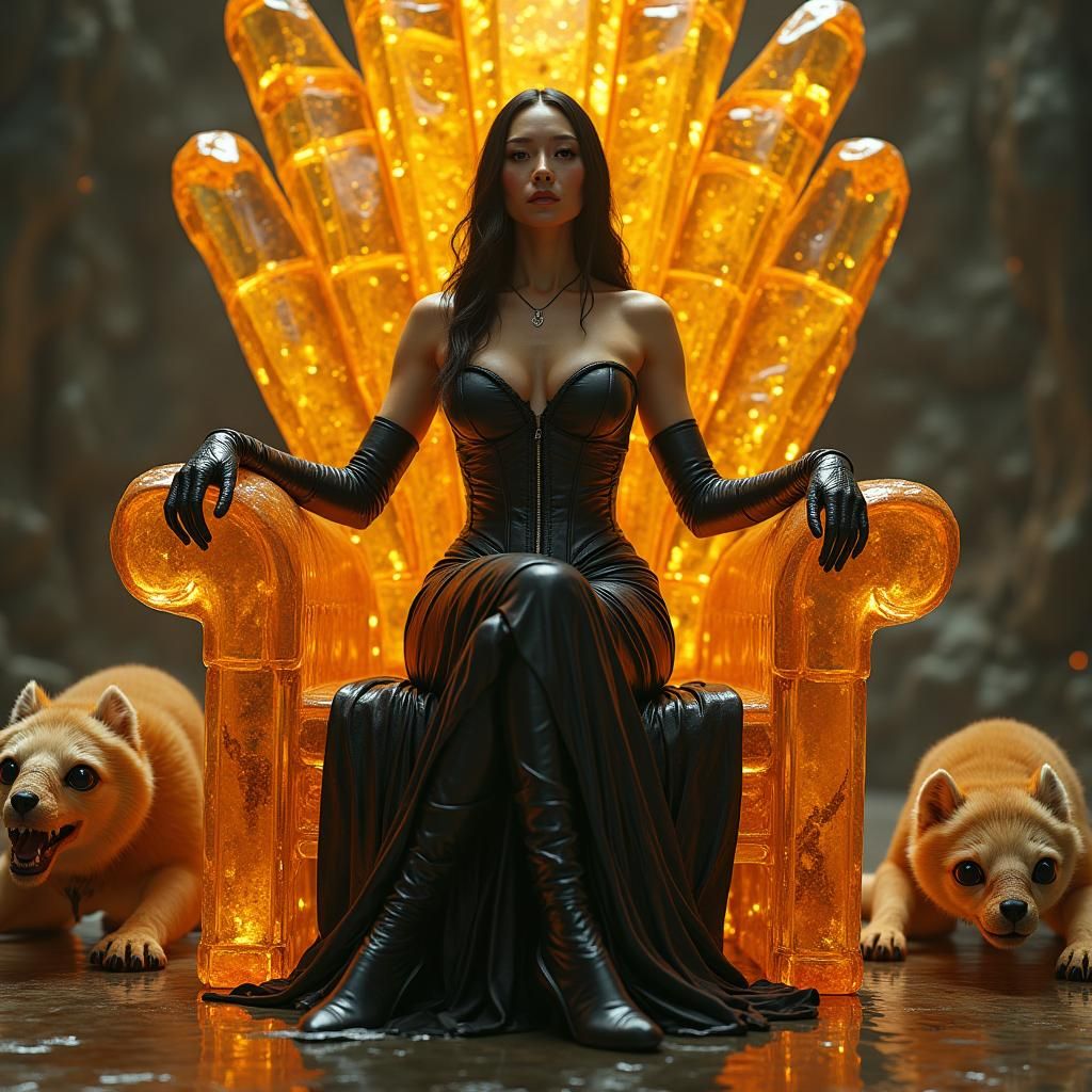 Lucy Liu on Citrine Throne with Human-Dog Hybrids