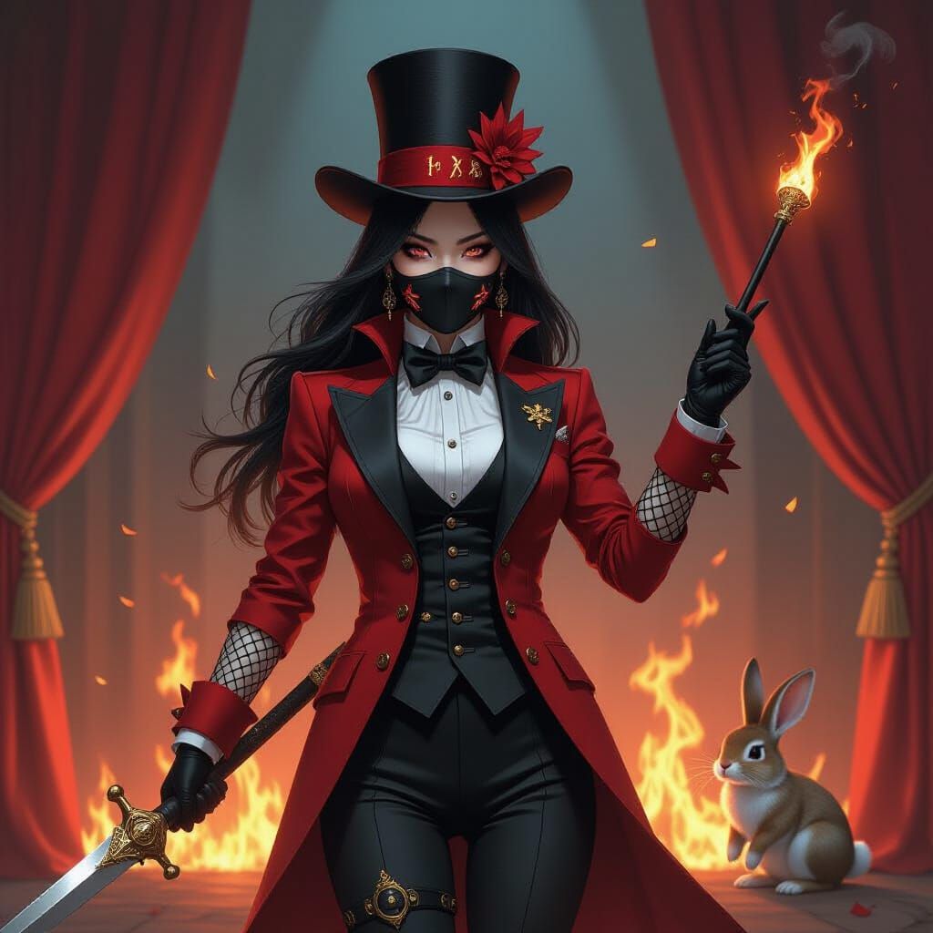 Anti-Magician in Red Tuxedo with Spell-Forged Swords