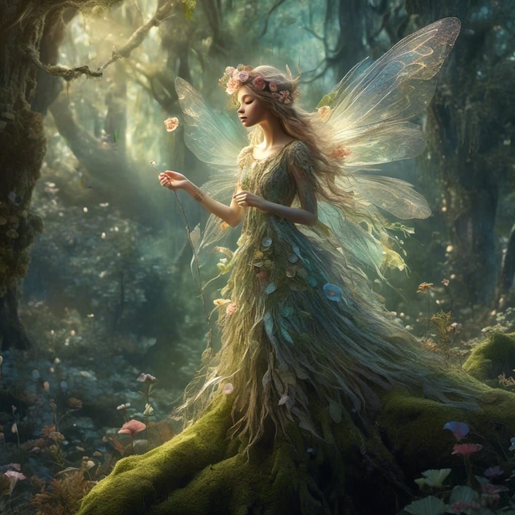 Ethereal Forest Fairy in a Mike Mignola Style