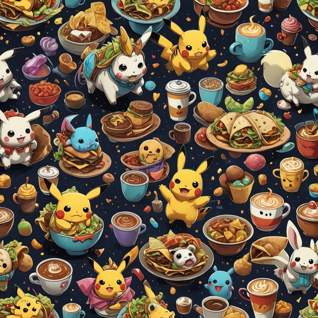 Pikachu's Coffee Break with Space Unicorns