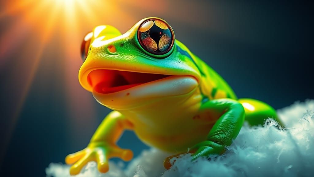 Majestic Laughing Tadpole in Radiant Jungle Light