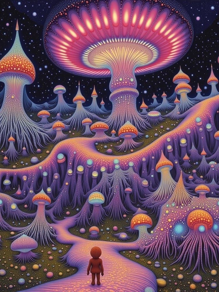 Mystical Mushroom Realms of Surreal Horizons
