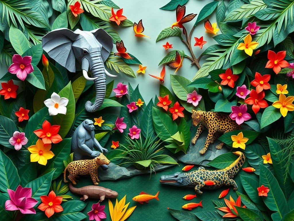 Artificial African paradise jungle world model with artifici...