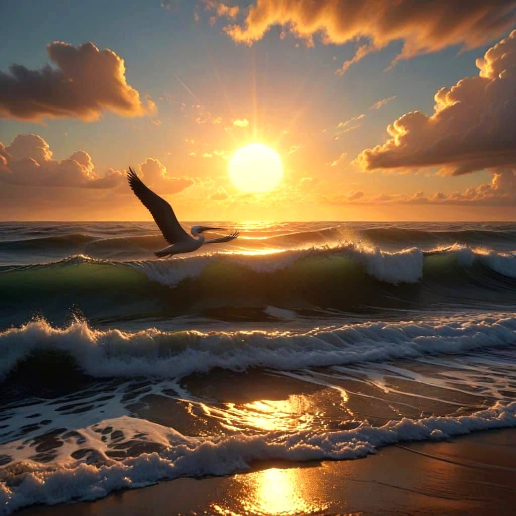 Vivid Atmospheric Scene: Ocean, Air, and Light