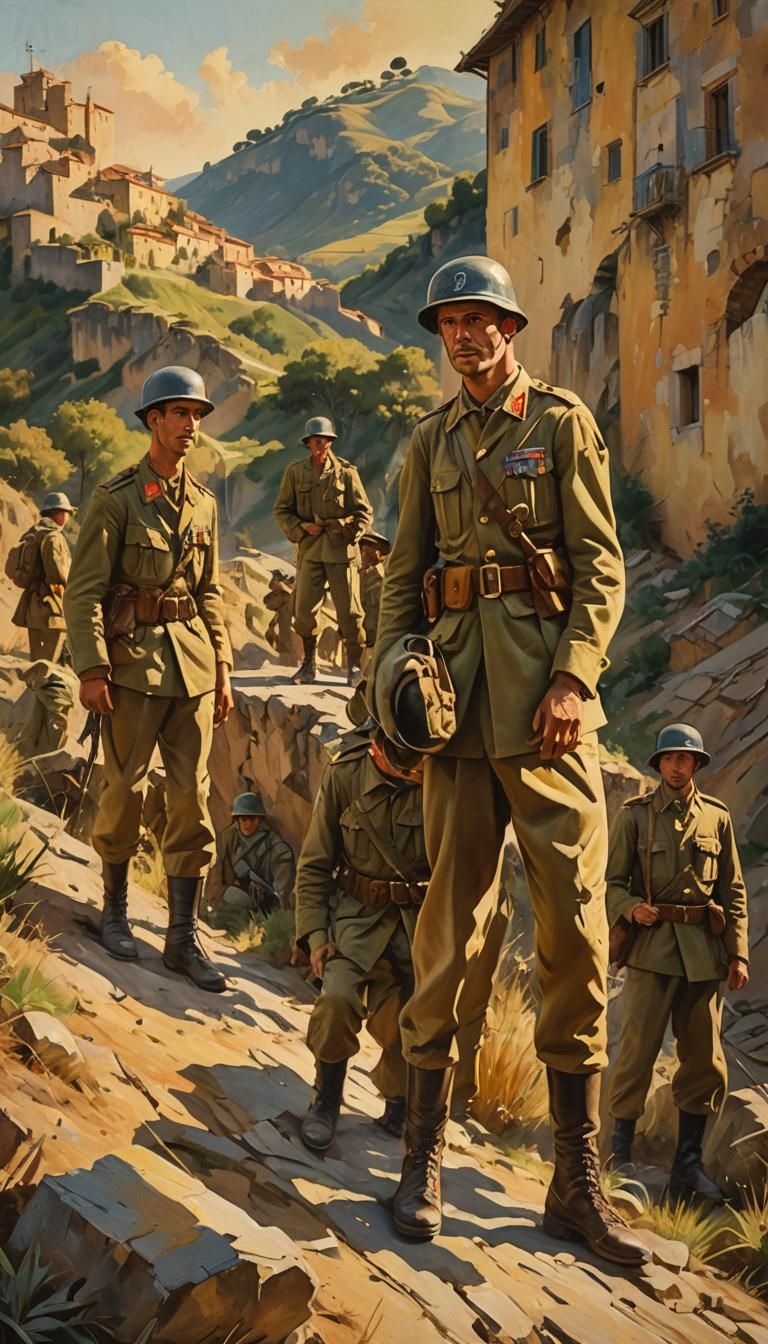 Brazilian Troops in Monte Castello: Vivid Oil Painting