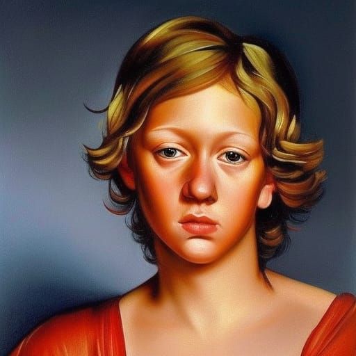 Dramatic Color Portrait in Oils, Hyperrealistic Style