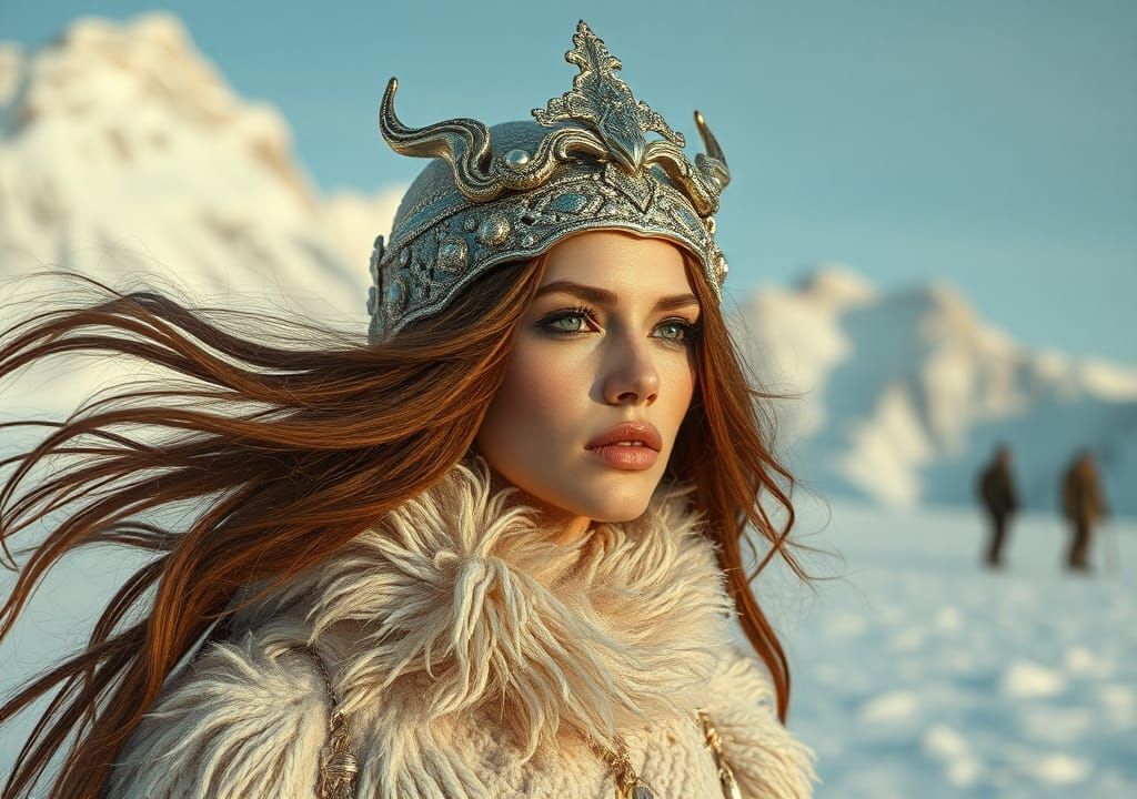 Supermodel in Frozen Wasteland: Detailed Matte Painting