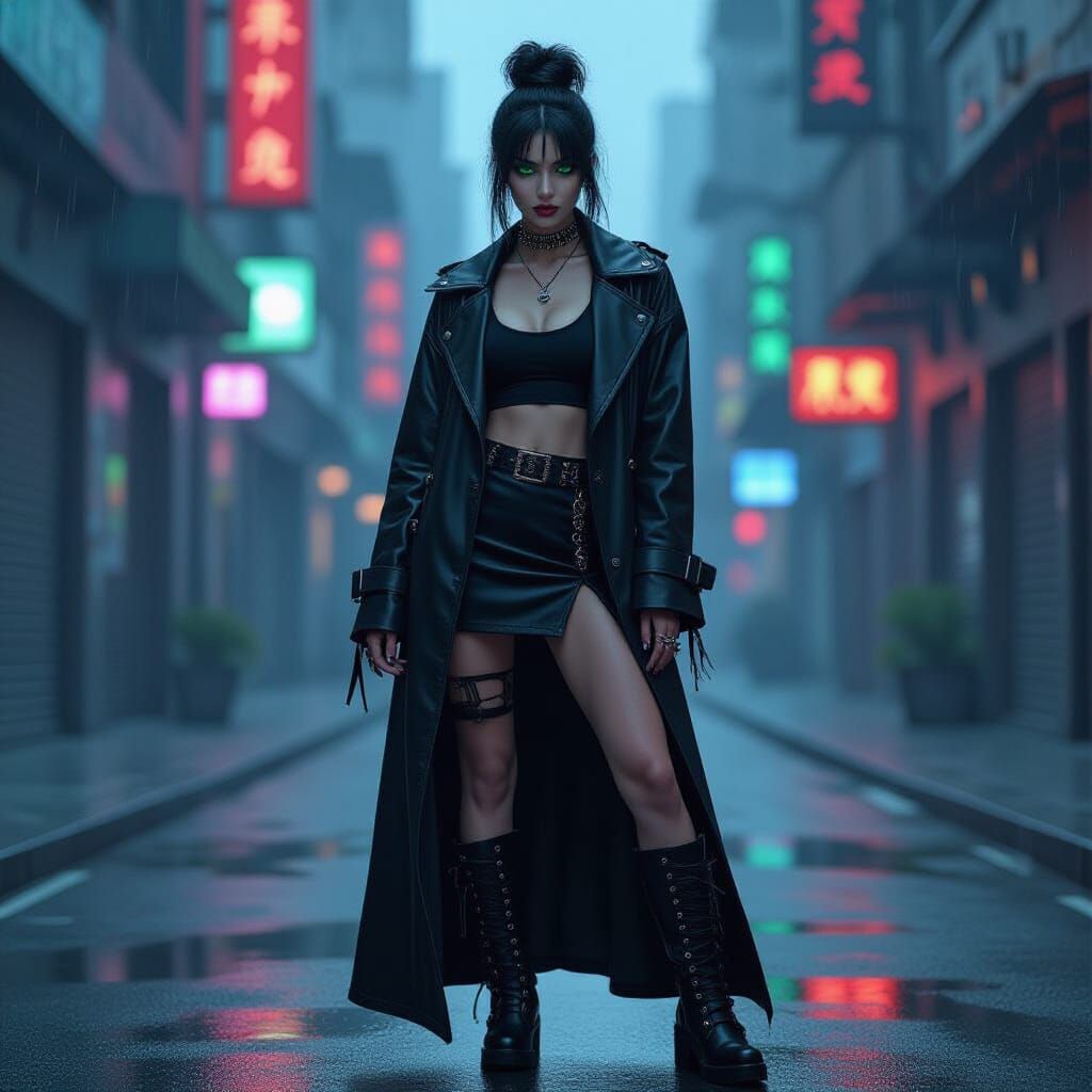 Goth Girl in Cyberpunk 2099 Style