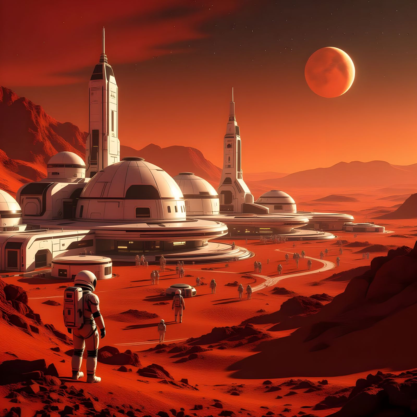 Futuristic Mars Colony in Cinematic View