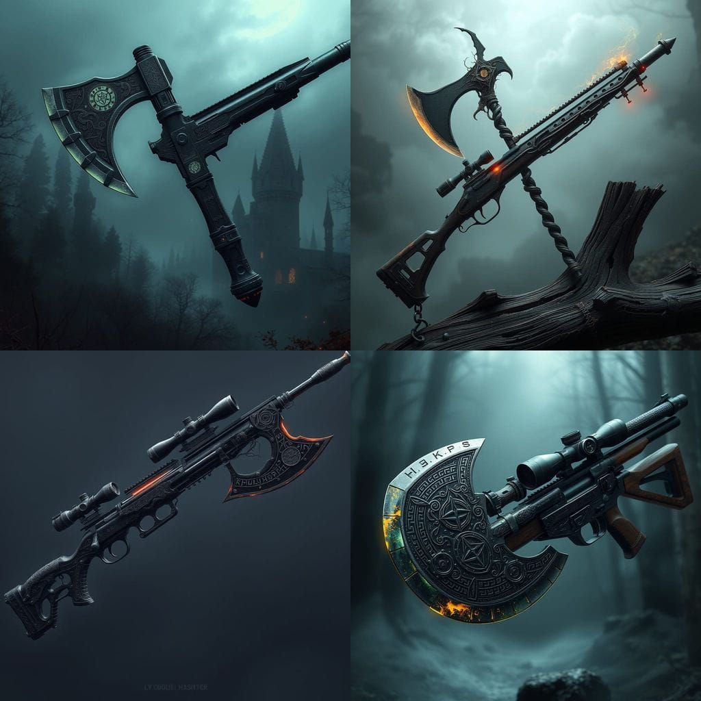 Dark Fantasy Axe Sniper Rifle Hybrid