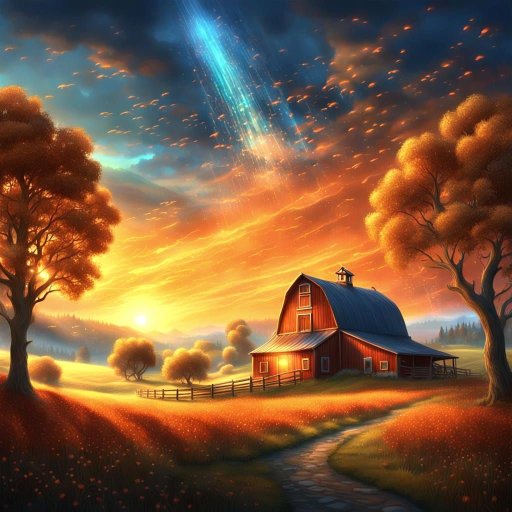 Detailed Farm Matte Painting in Deep Color