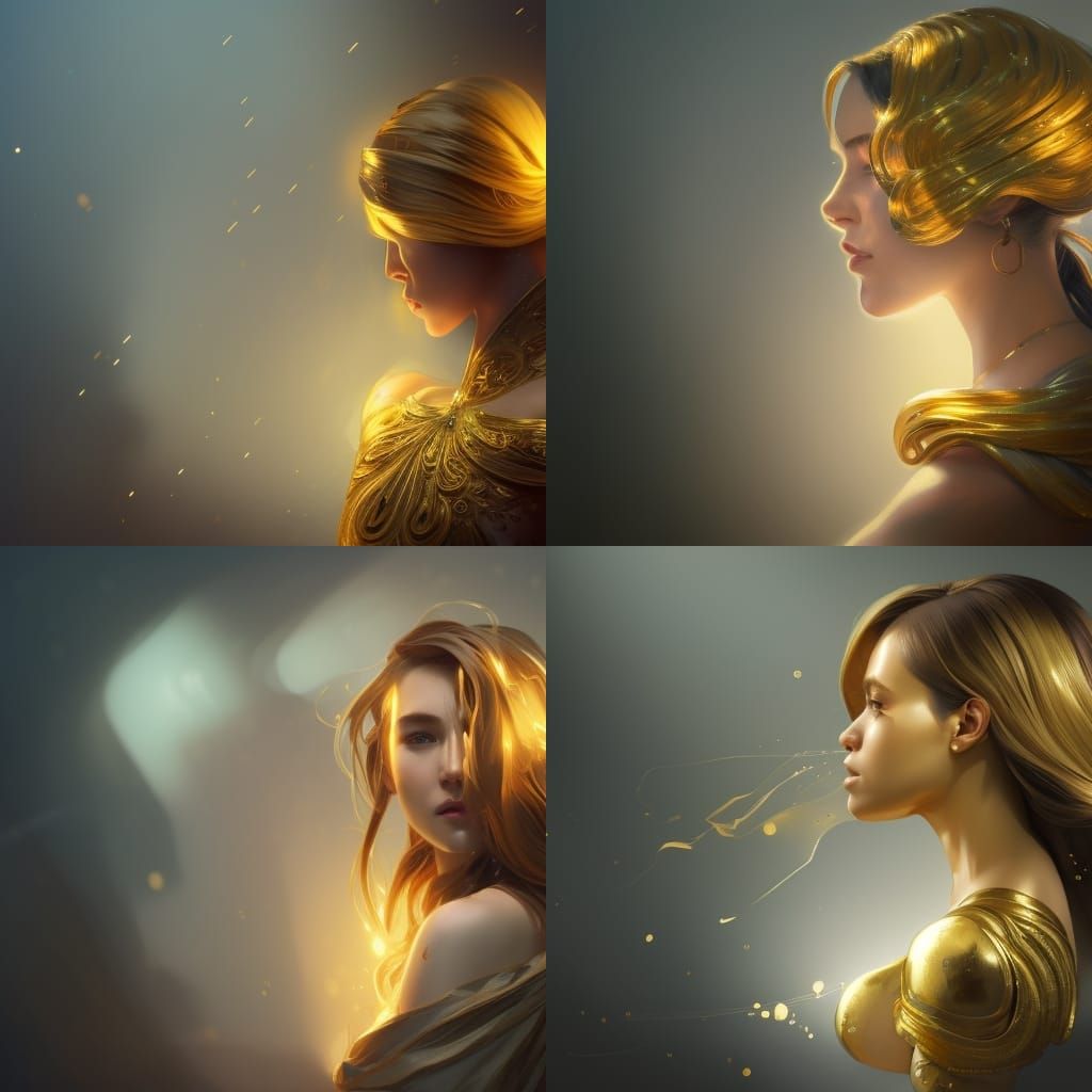 Golden Portrait in Dark Fantasy Style