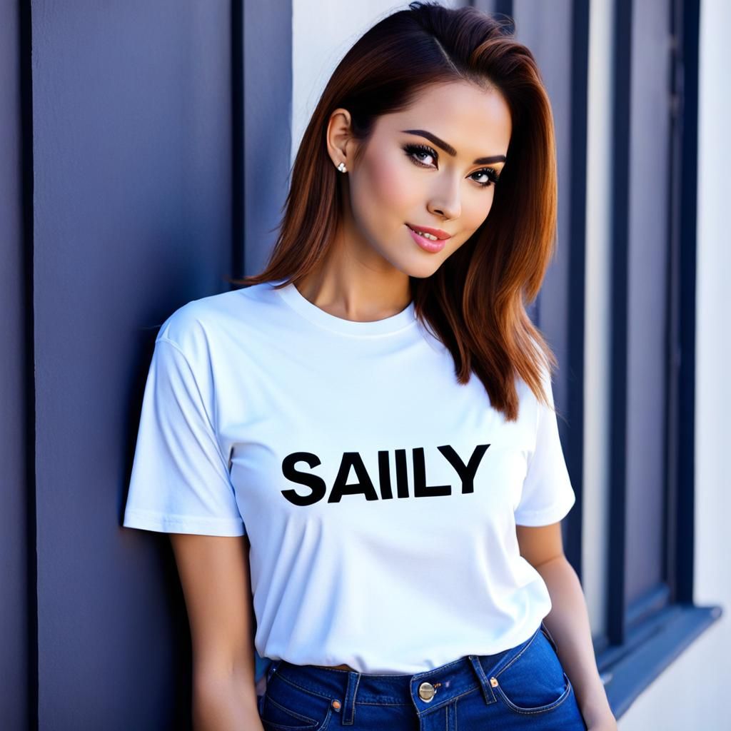 Cute Cartoon Girl with Custom T-Shirt