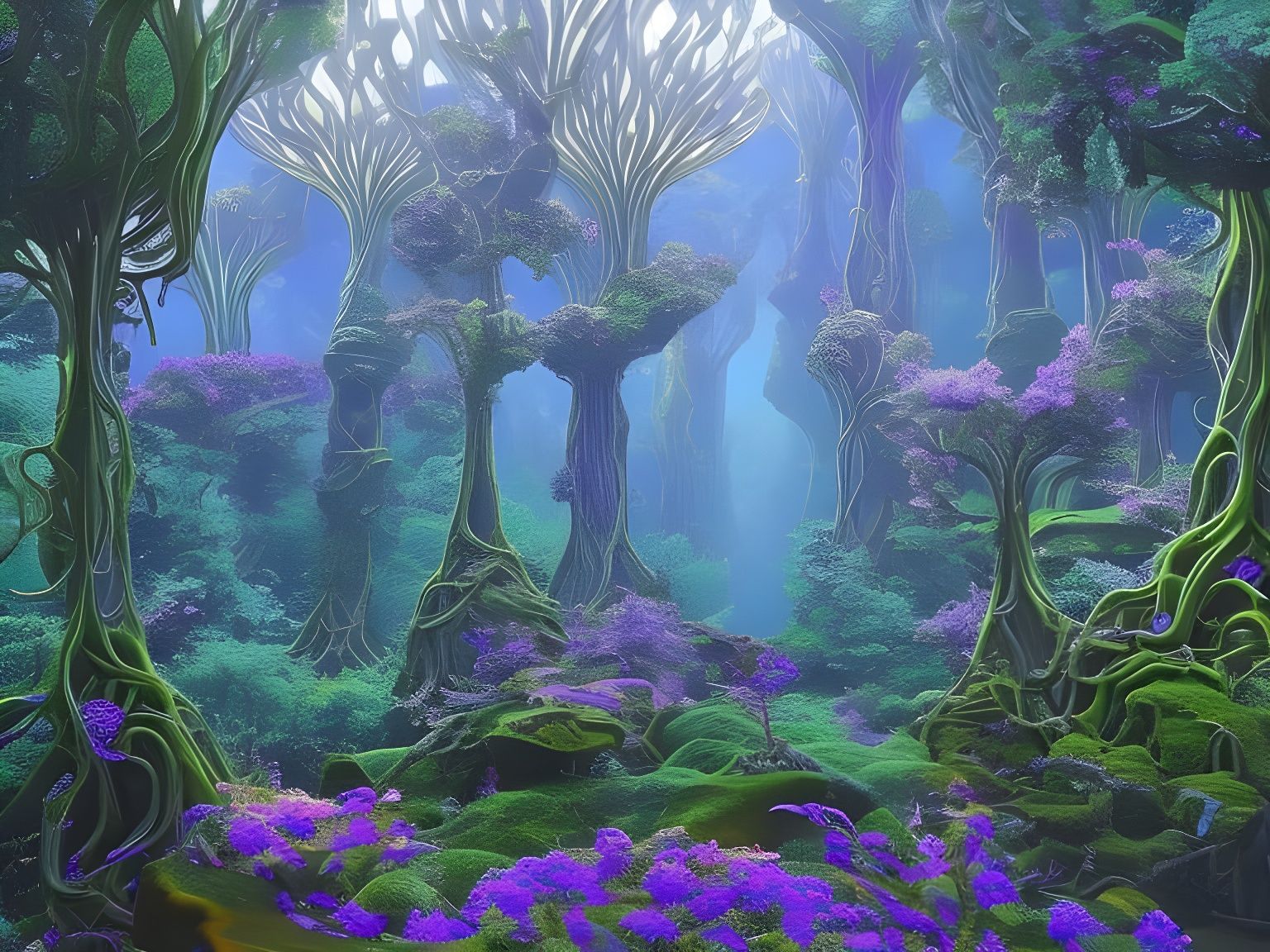 Elven Stronghold in Neon Mushroom Forest