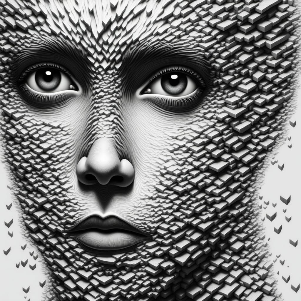 Optical Illusion: Hyperdetailed Charcoal Face Drawing