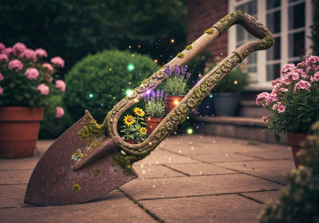 Magical Garden Spade with Floral Carvings