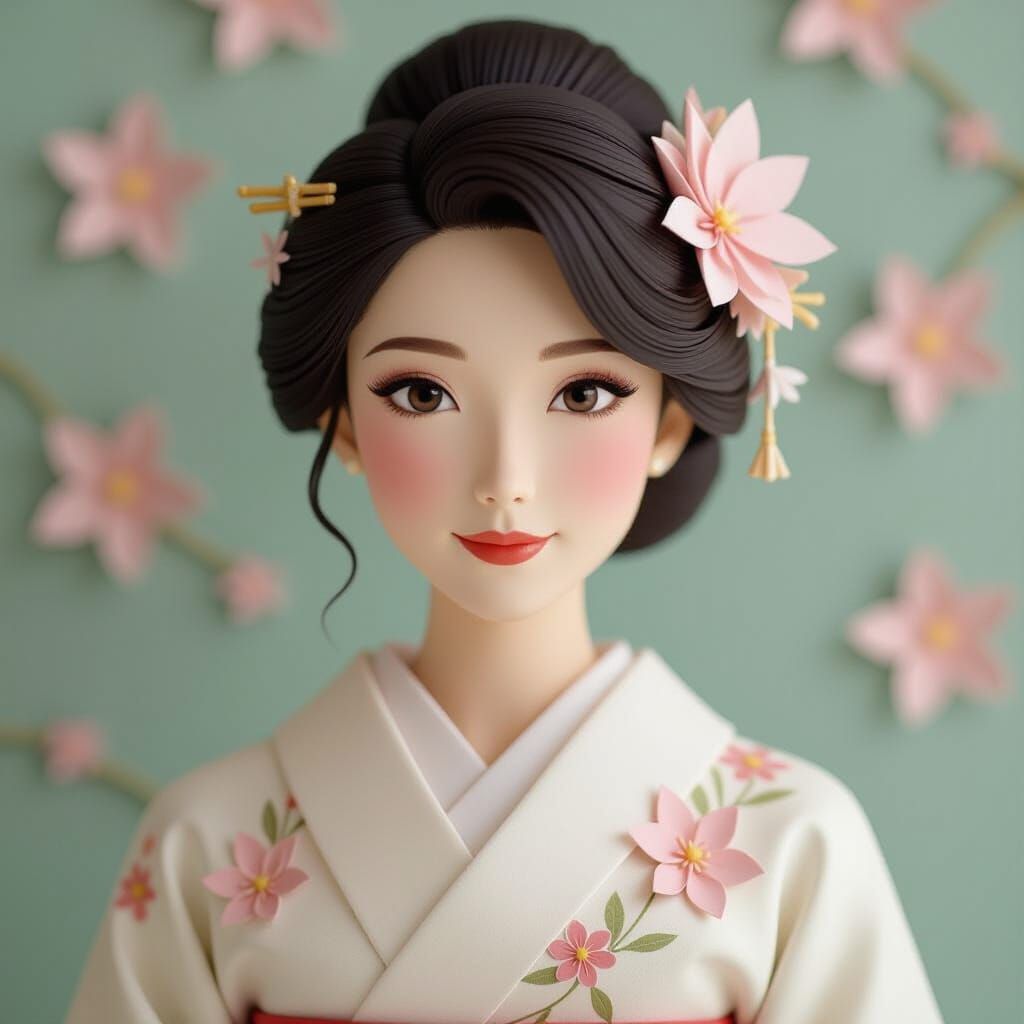 Origami Woman Portrait: Intelligent, Virtuous, and Kind