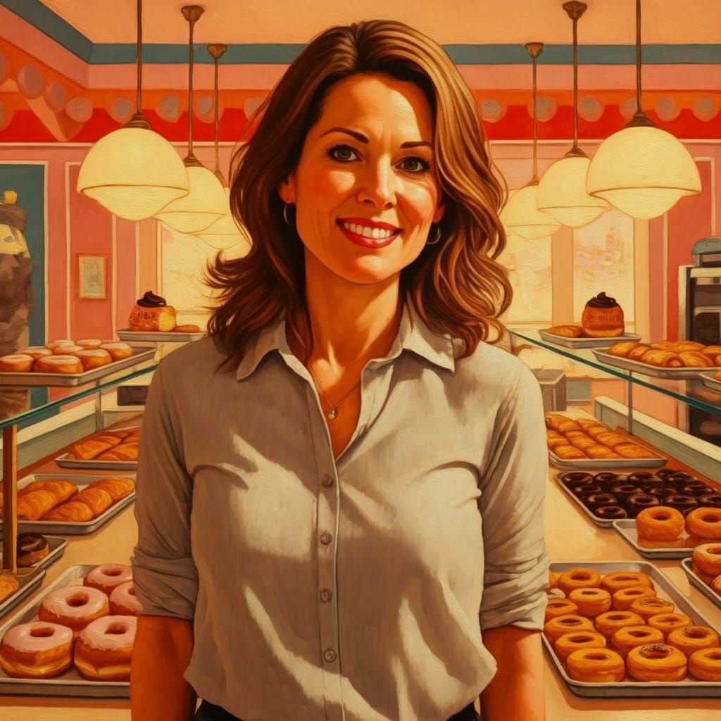 Bakery Scene in Impressionist Pop Art Style