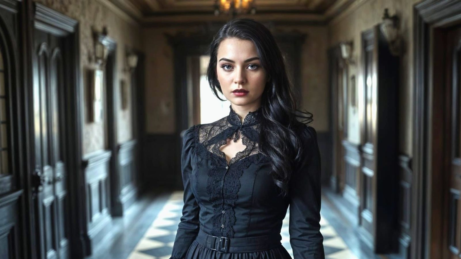 Gothic Woman in Victorian Elegance
